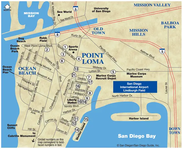 Point Loma and Harbor Island Map