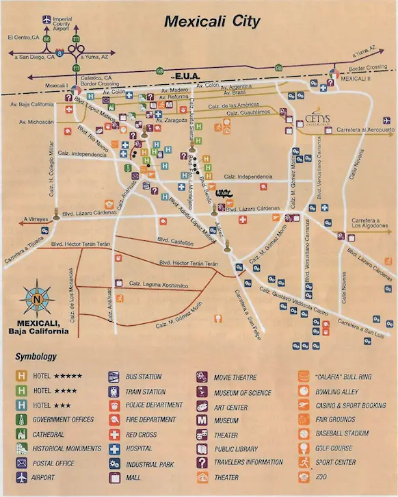 Mexicali Map, Baja California, Travel